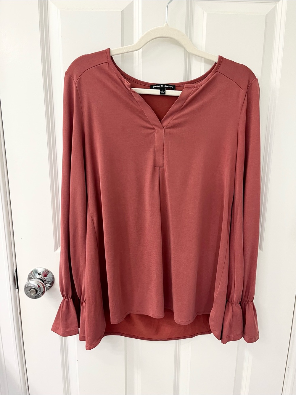Cable & Guage Women's Modal Blend Long Sleeve Top rust